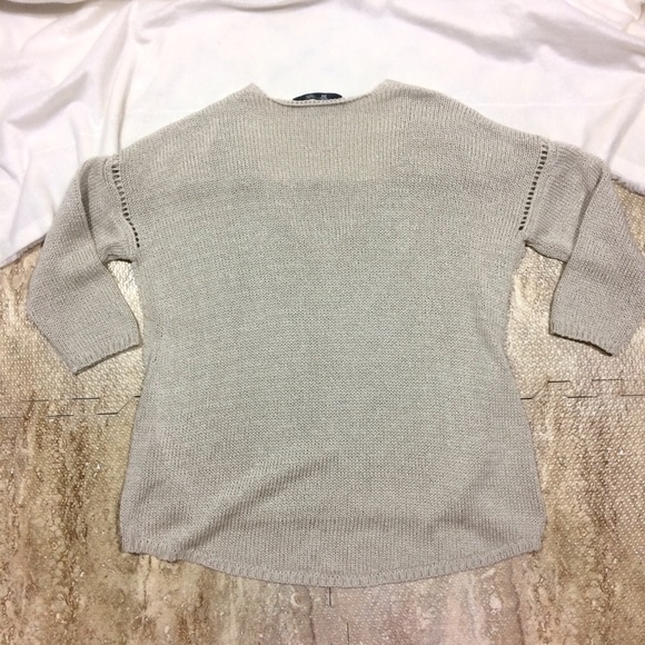 Zara Knit V-neck Sweater Oatmeal - Picture 3 of 4
